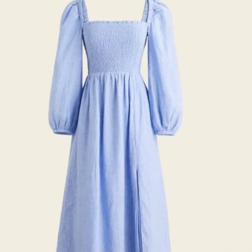 J Crew Linen Day Dream Dress - French Blue